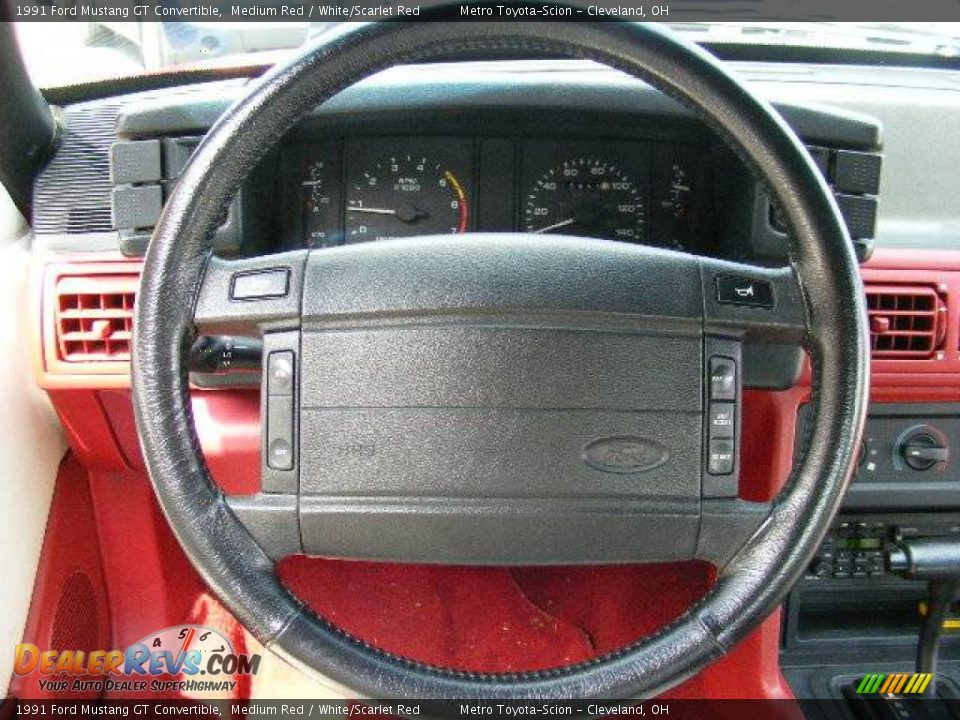 1991 Ford Mustang GT Convertible Medium Red / White/Scarlet Red Photo #15