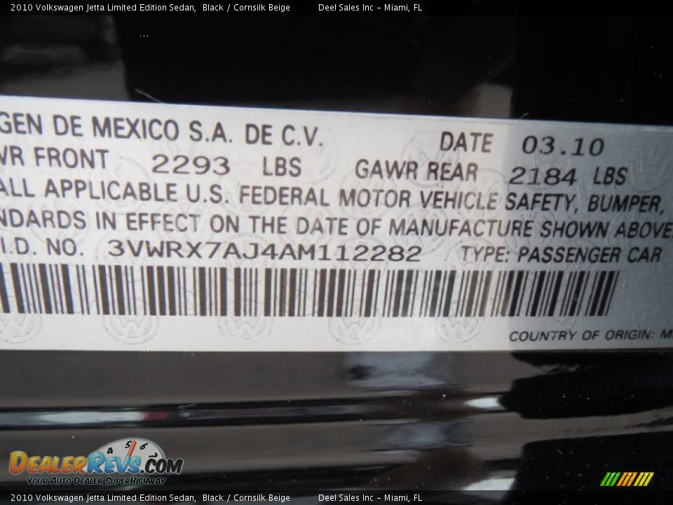 2010 Volkswagen Jetta Limited Edition Sedan Black / Cornsilk Beige Photo #14