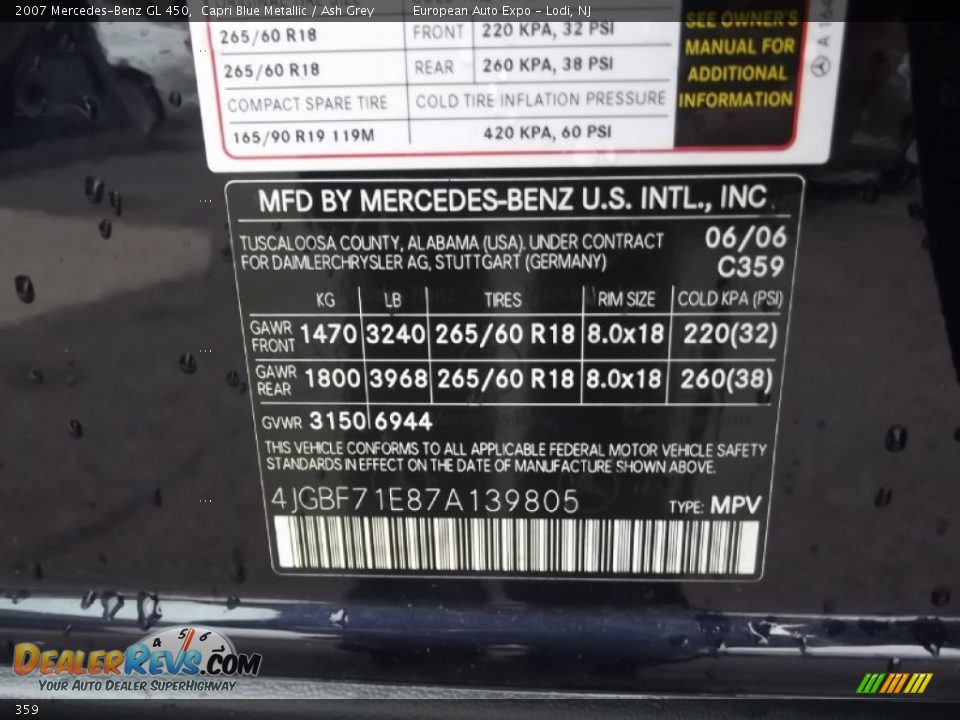 Mercedes-Benz Color Code 359 Capri Blue Metallic