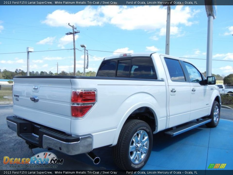 2013 Ford F150 Lariat SuperCrew White Platinum Metallic Tri-Coat / Steel Gray Photo #3
