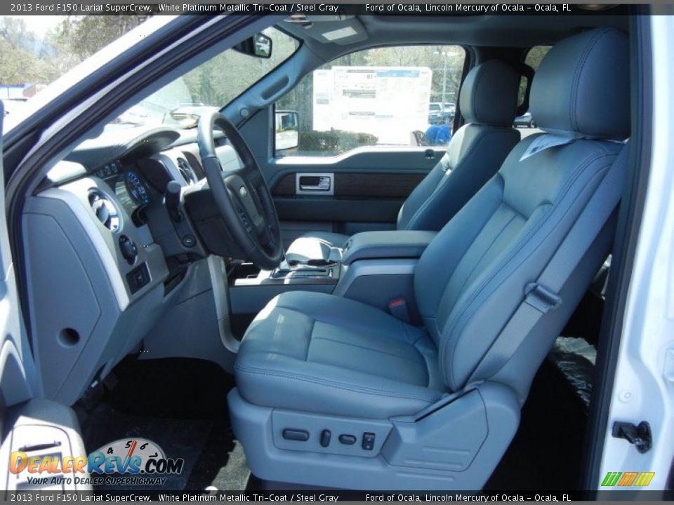2013 Ford F150 Lariat SuperCrew White Platinum Metallic Tri-Coat / Steel Gray Photo #6