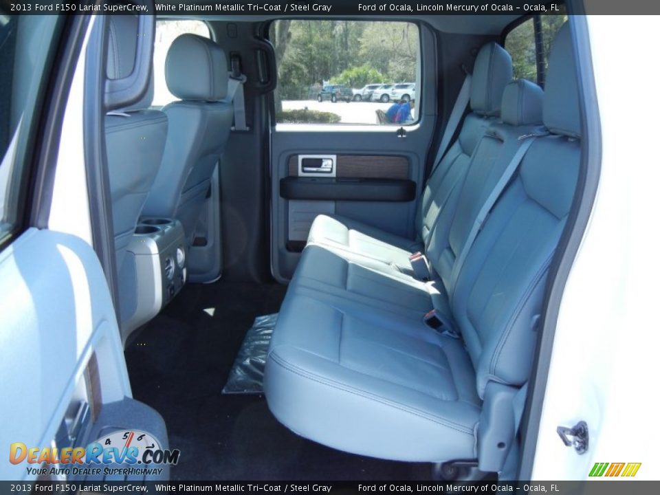 2013 Ford F150 Lariat SuperCrew White Platinum Metallic Tri-Coat / Steel Gray Photo #7