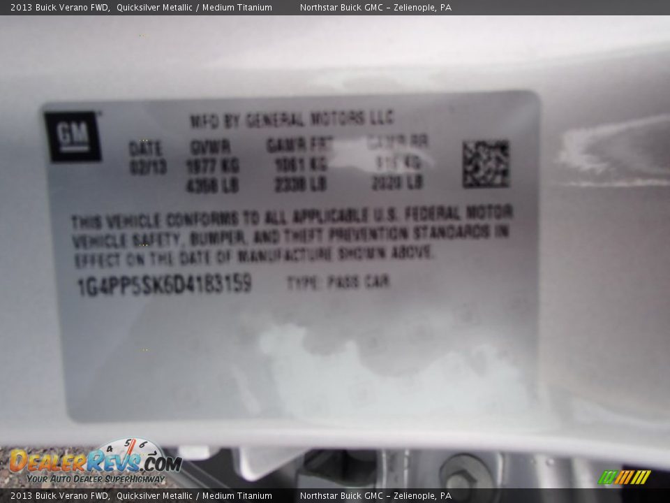 2013 Buick Verano FWD Quicksilver Metallic / Medium Titanium Photo #20