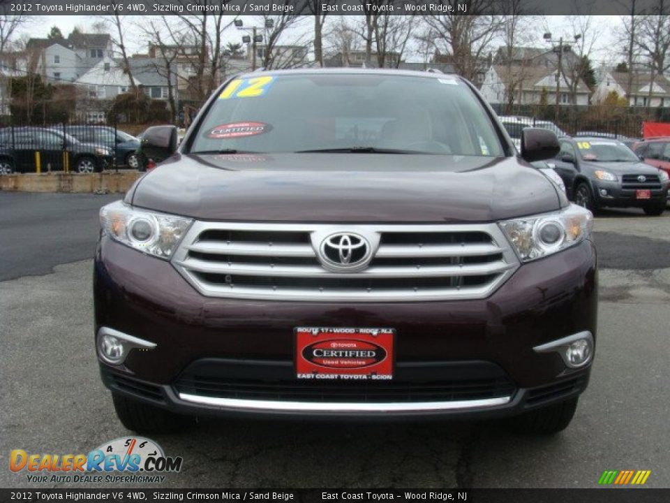2012 Toyota Highlander V6 4WD Sizzling Crimson Mica / Sand Beige Photo #2