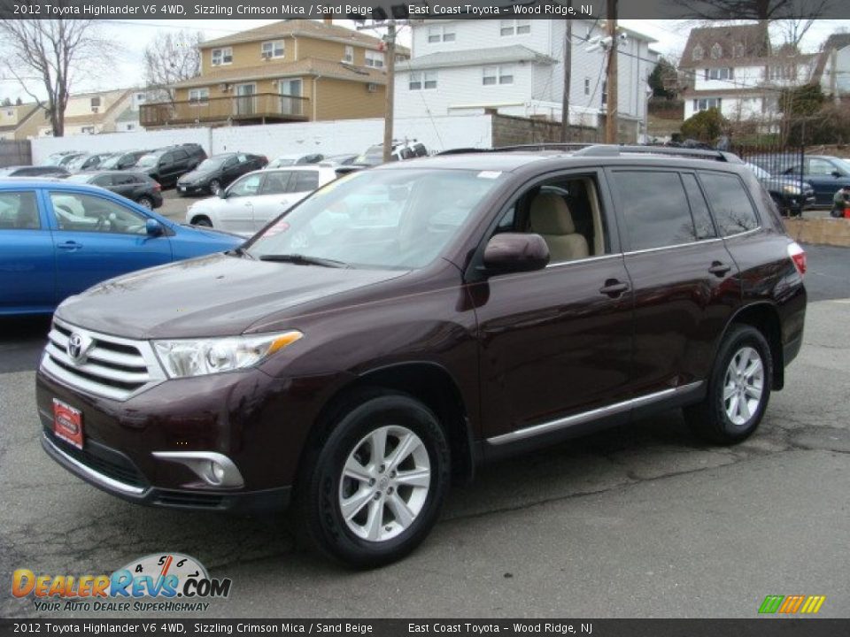 2012 Toyota Highlander V6 4WD Sizzling Crimson Mica / Sand Beige Photo #3