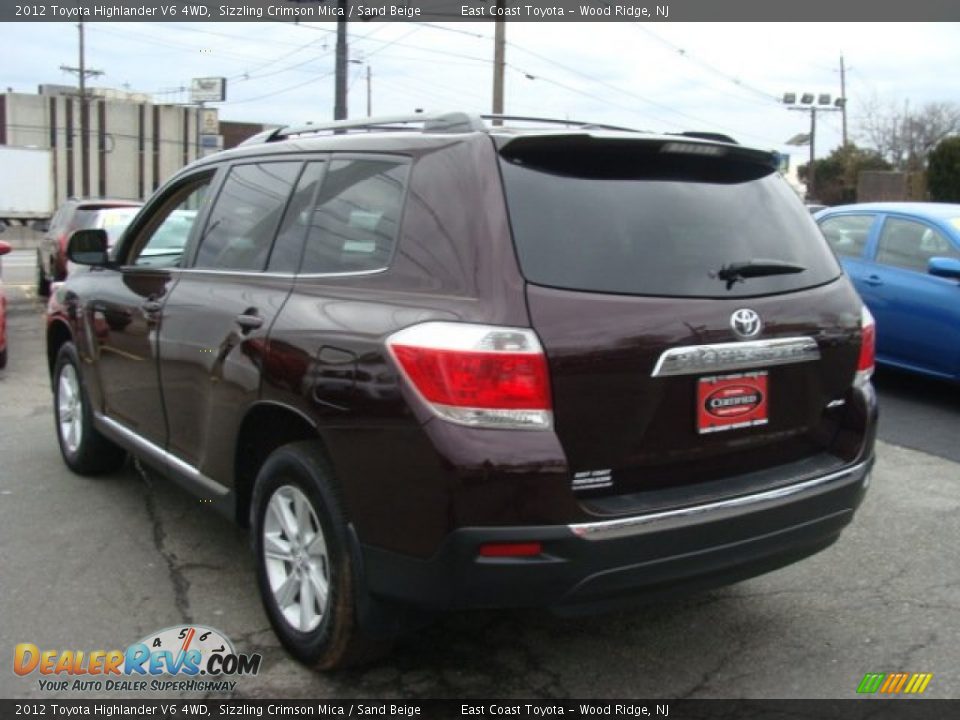 2012 Toyota Highlander V6 4WD Sizzling Crimson Mica / Sand Beige Photo #4
