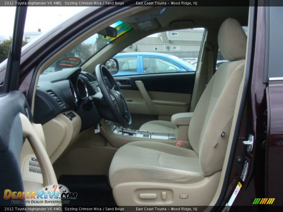 2012 Toyota Highlander V6 4WD Sizzling Crimson Mica / Sand Beige Photo #7