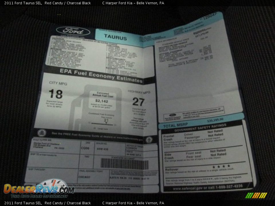 2011 Ford Taurus SEL Window Sticker Photo #23