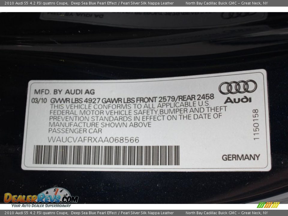 2010 Audi S5 4.2 FSI quattro Coupe Deep Sea Blue Pearl Effect / Pearl Silver Silk Nappa Leather Photo #23