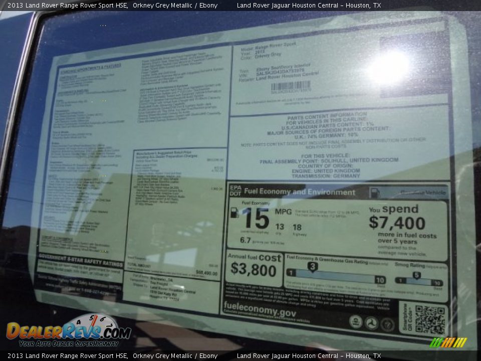 2013 Land Rover Range Rover Sport HSE Window Sticker Photo #21