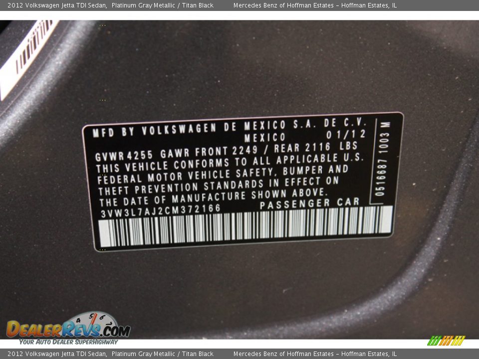 2012 Volkswagen Jetta TDI Sedan Platinum Gray Metallic / Titan Black Photo #31