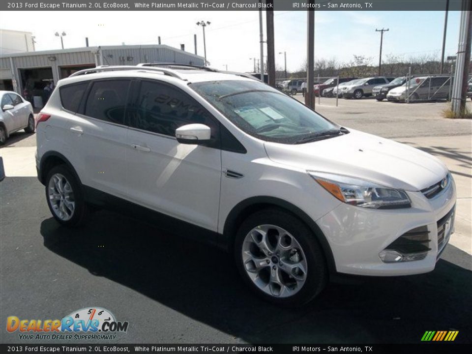 2013 Ford Escape Titanium 2.0L EcoBoost White Platinum Metallic Tri-Coat / Charcoal Black Photo #9