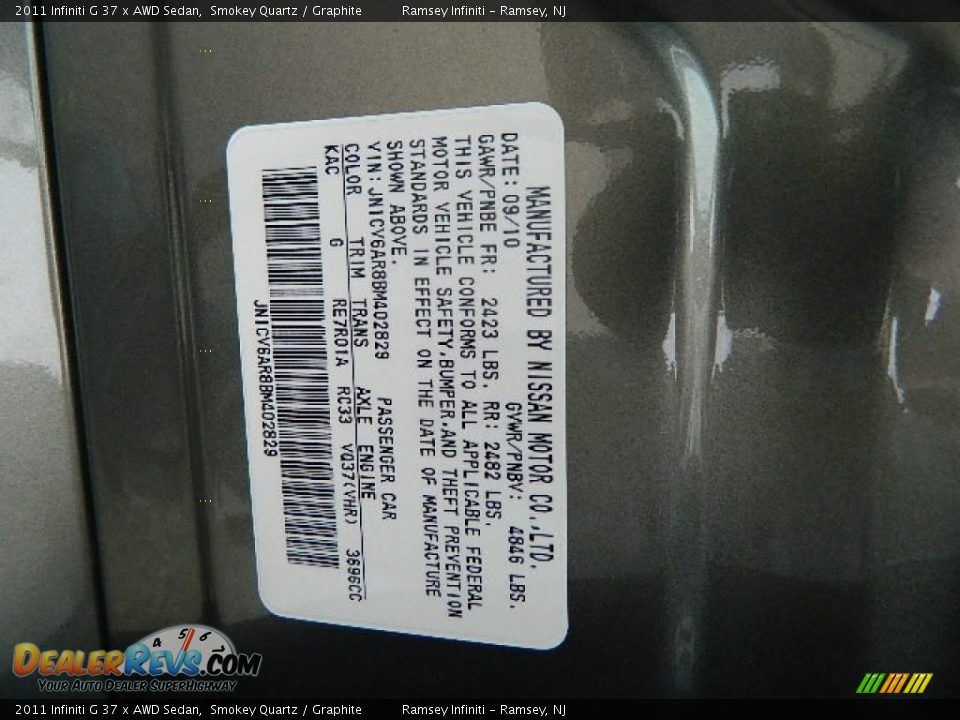 2011 Infiniti G 37 x AWD Sedan Smokey Quartz / Graphite Photo #23