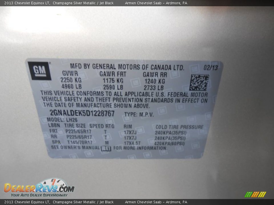 2013 Chevrolet Equinox LT Champagne Silver Metallic / Jet Black Photo #15