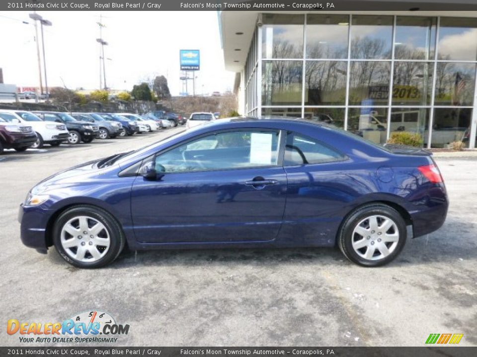 2011 Honda Civic LX Coupe Royal Blue Pearl / Gray Photo #2