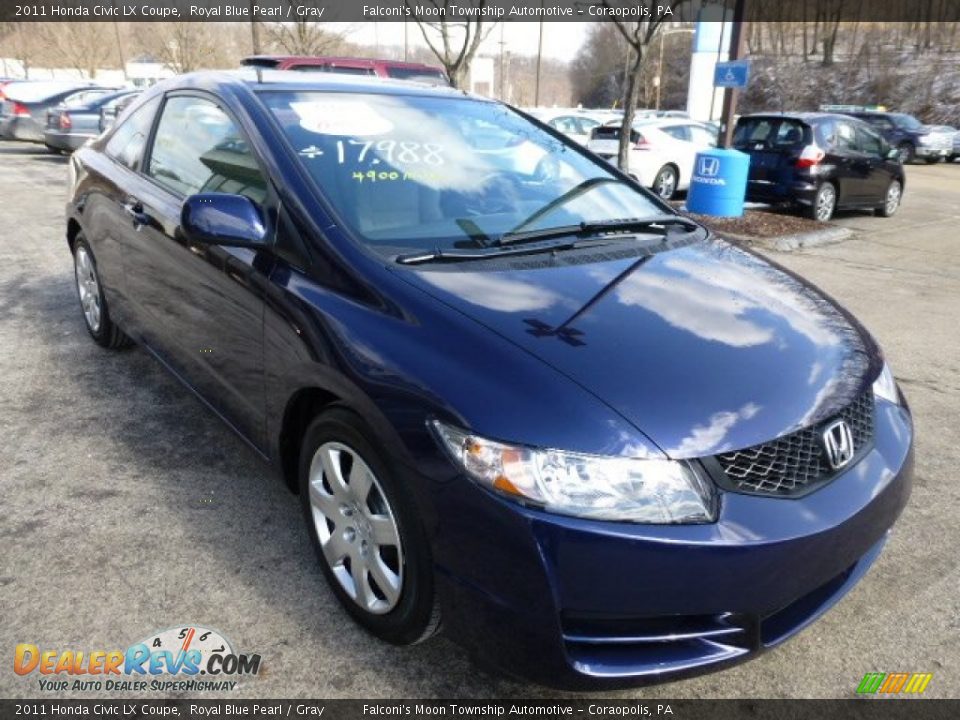 2011 Honda Civic LX Coupe Royal Blue Pearl / Gray Photo #7