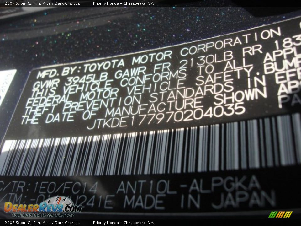 2007 Scion tC Flint Mica / Dark Charcoal Photo #26