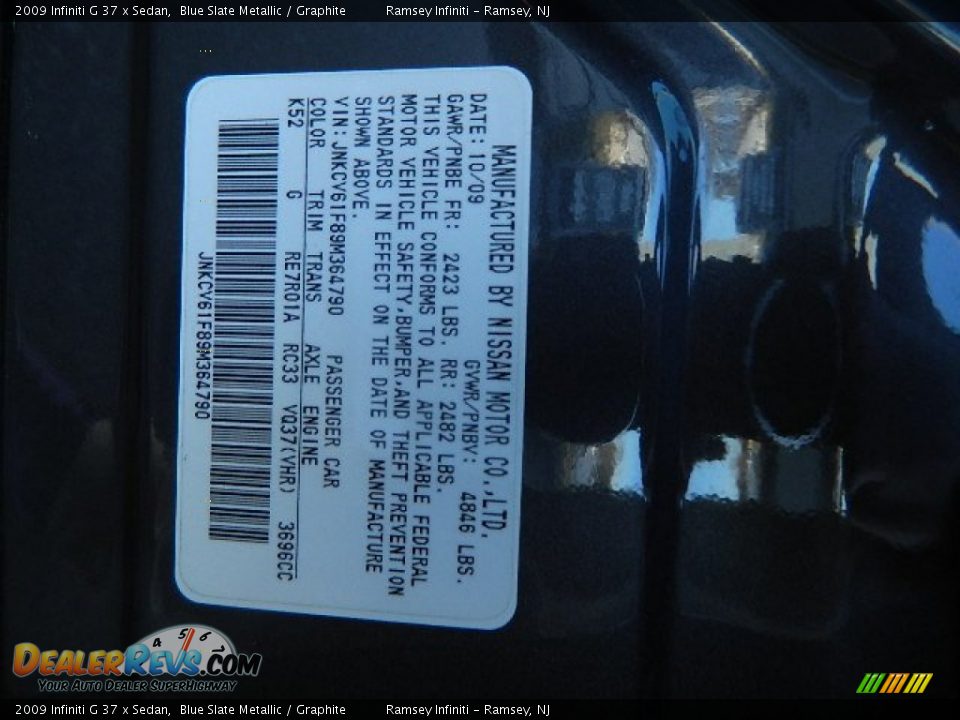 2009 Infiniti G 37 x Sedan Blue Slate Metallic / Graphite Photo #23