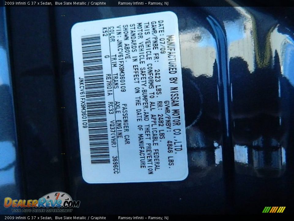 2009 Infiniti G 37 x Sedan Blue Slate Metallic / Graphite Photo #23