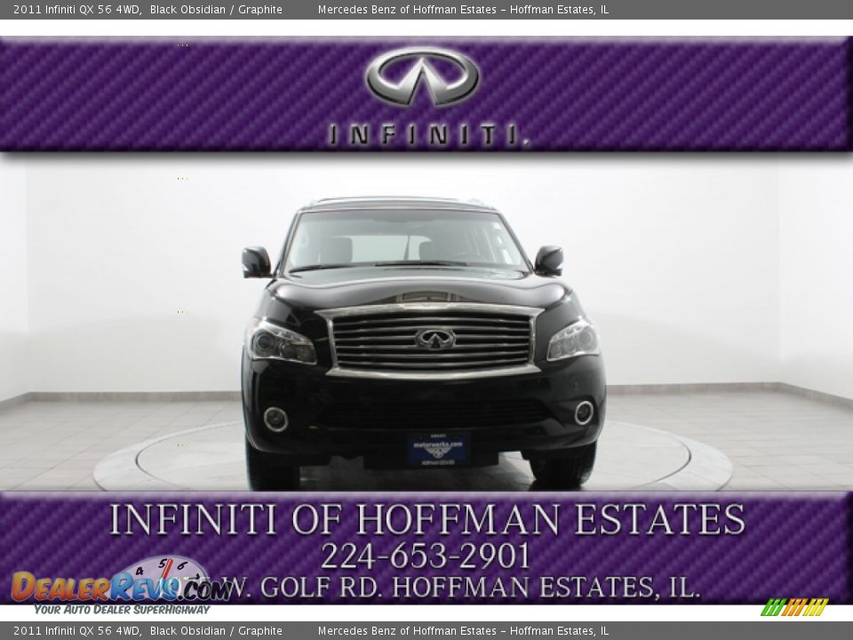 2011 Infiniti QX 56 4WD Black Obsidian / Graphite Photo #3