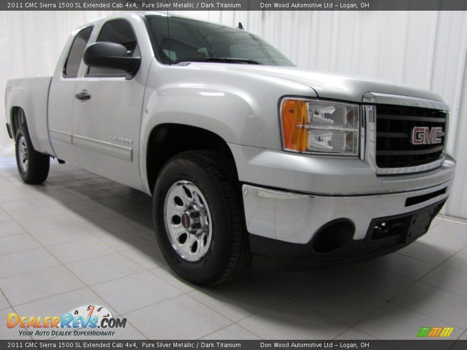 2011 GMC Sierra 1500 SL Extended Cab 4x4 Pure Silver Metallic / Dark Titanium Photo #1