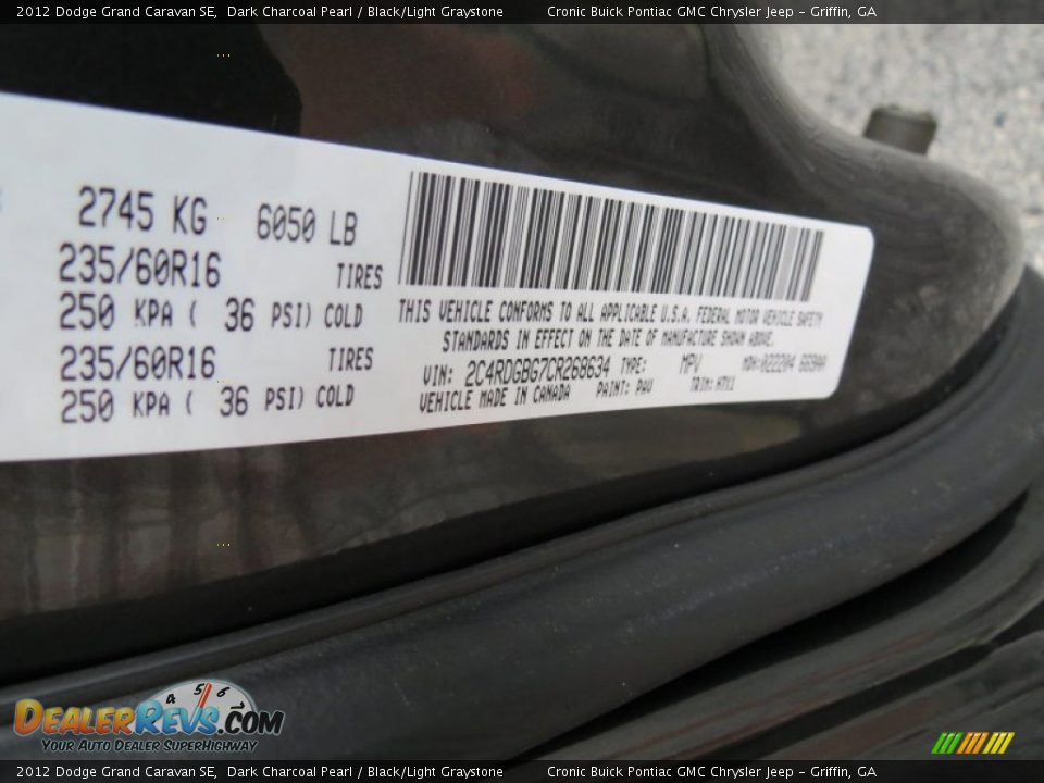 2012 Dodge Grand Caravan SE Dark Charcoal Pearl / Black/Light Graystone Photo #25