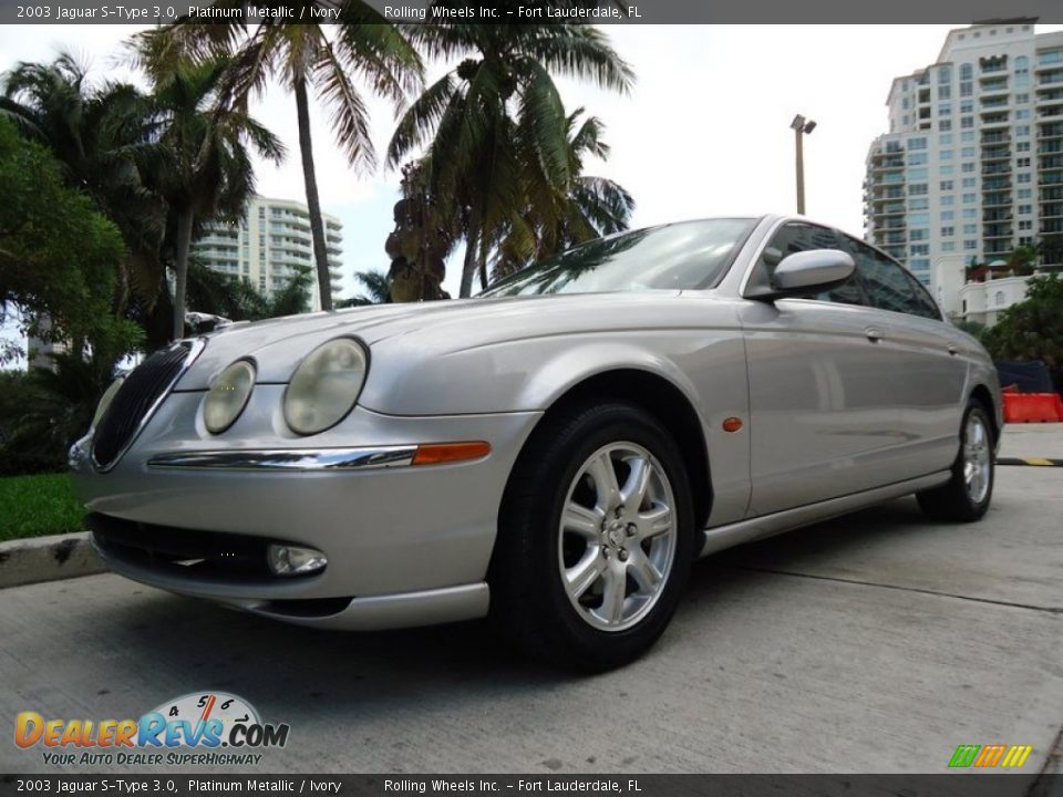 2003 Jaguar S-Type 3.0 Platinum Metallic / Ivory Photo #36