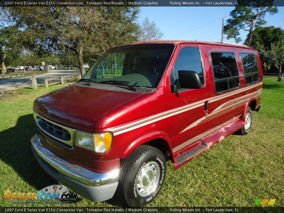 Front 3/4 View of 1997 Ford E Series Van E150 Conversion Van Photo #5