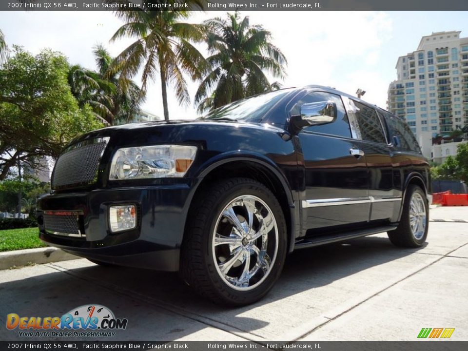 2007 Infiniti QX 56 4WD Pacific Sapphire Blue / Graphite Black Photo #21
