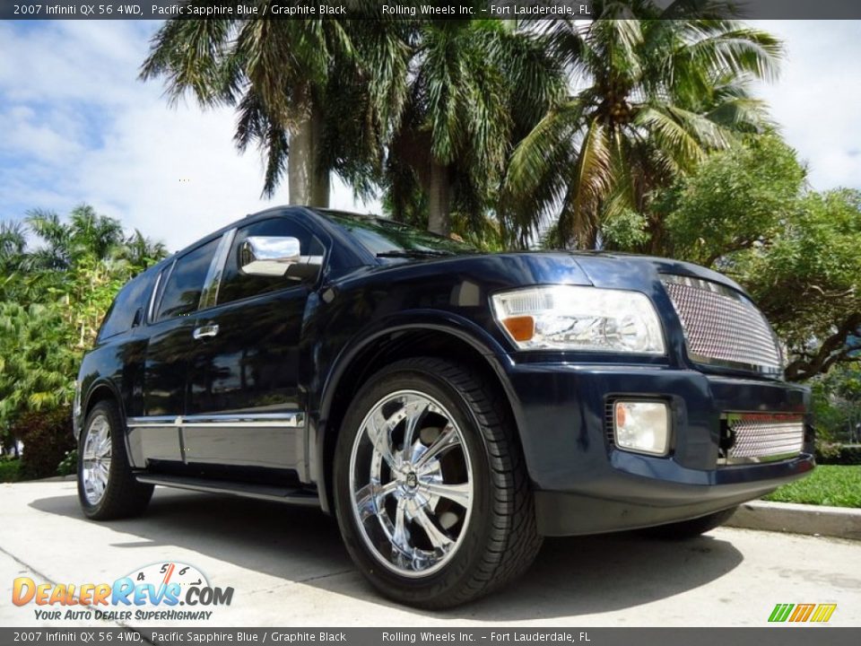 2007 Infiniti QX 56 4WD Pacific Sapphire Blue / Graphite Black Photo #32