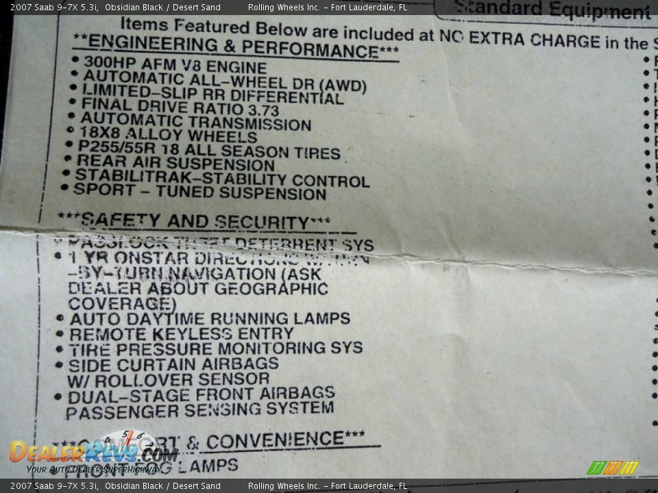 2007 Saab 9-7X 5.3i Window Sticker Photo #4