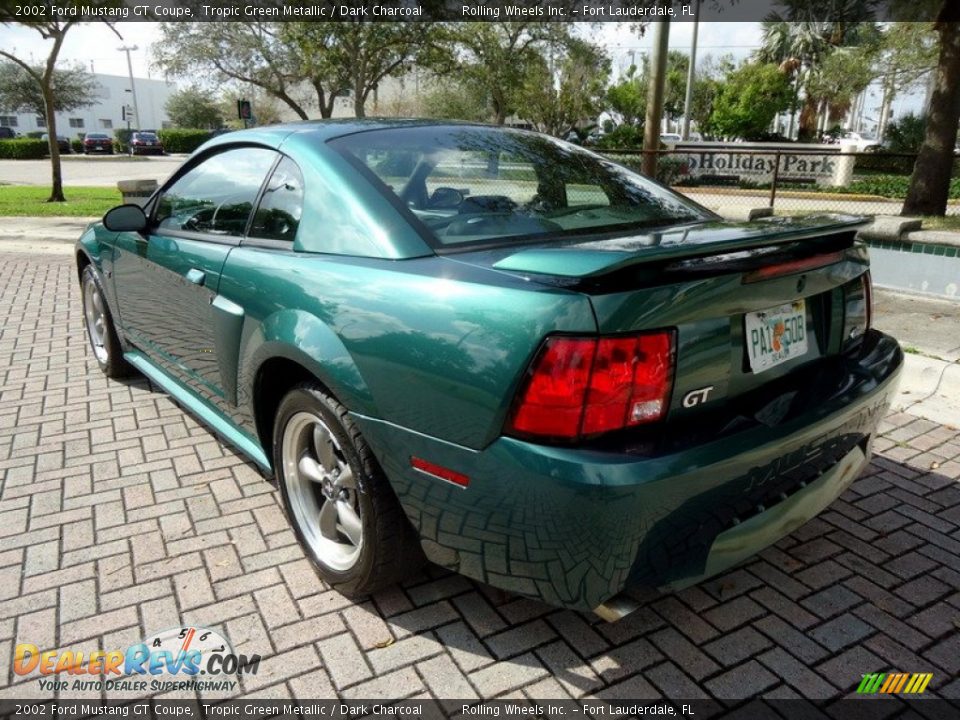 2002 Ford Mustang GT Coupe Tropic Green Metallic / Dark Charcoal Photo #12