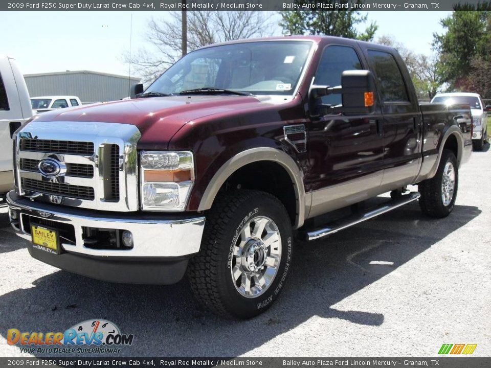 2009 Ford F250 Super Duty Lariat Crew Cab 4x4 Royal Red Metallic / Medium Stone Photo #2