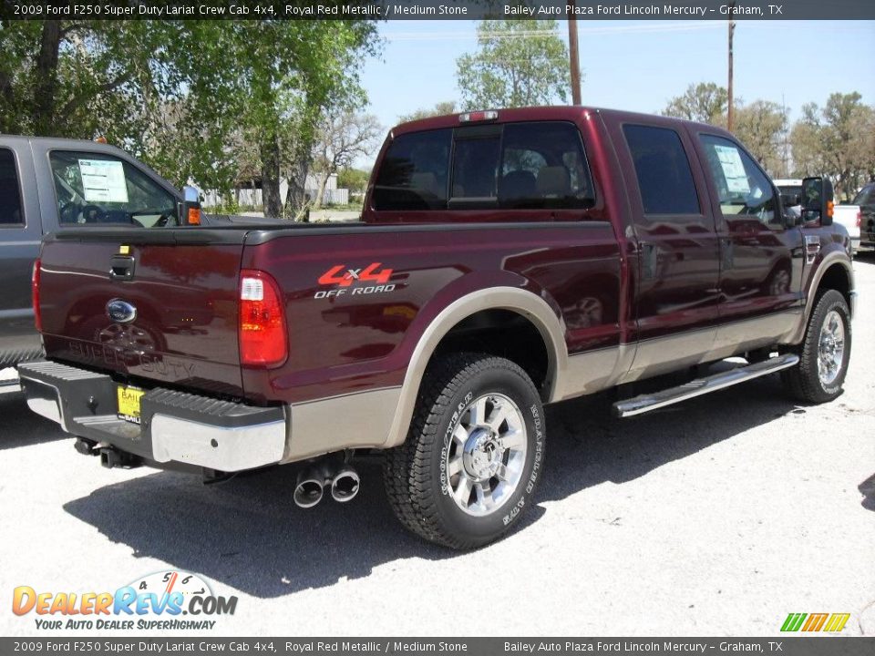 2009 Ford F250 Super Duty Lariat Crew Cab 4x4 Royal Red Metallic / Medium Stone Photo #4