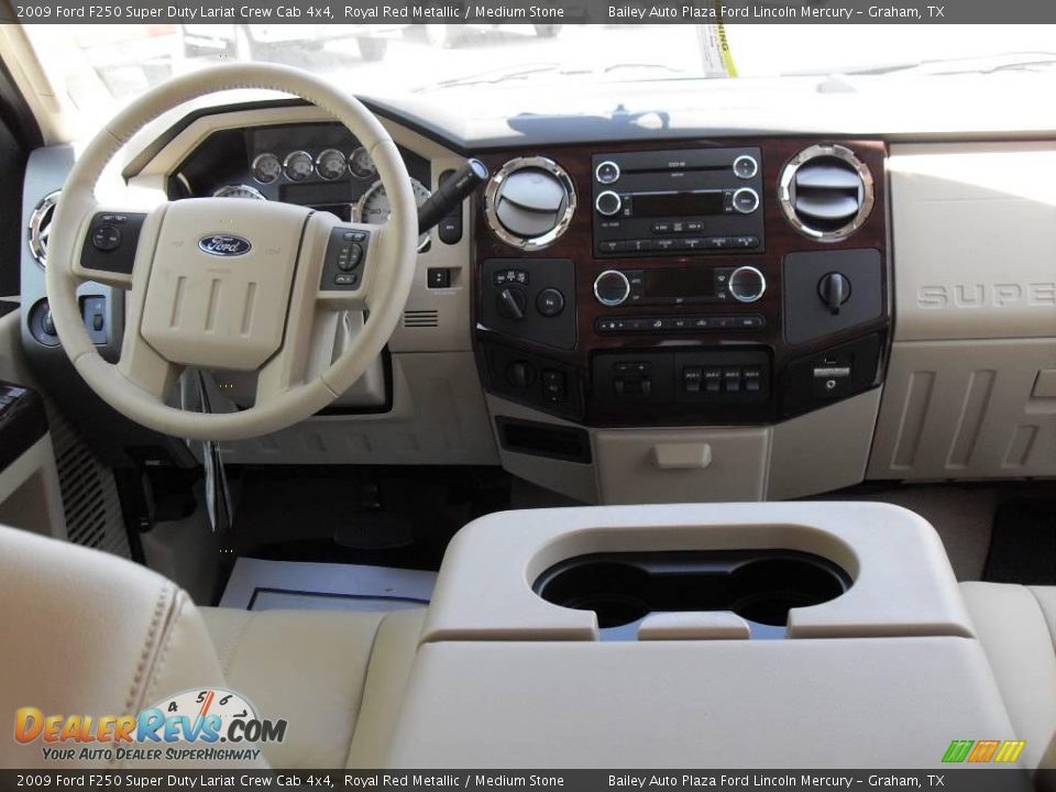 2009 Ford F250 Super Duty Lariat Crew Cab 4x4 Royal Red Metallic / Medium Stone Photo #9