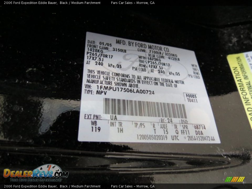 2006 Ford Expedition Eddie Bauer Black / Medium Parchment Photo #15