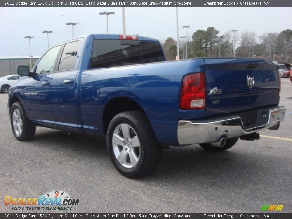 2011 Dodge Ram 1500 Big Horn Quad Cab Deep Water Blue Pearl / Dark Slate Gray/Medium Graystone Photo #3