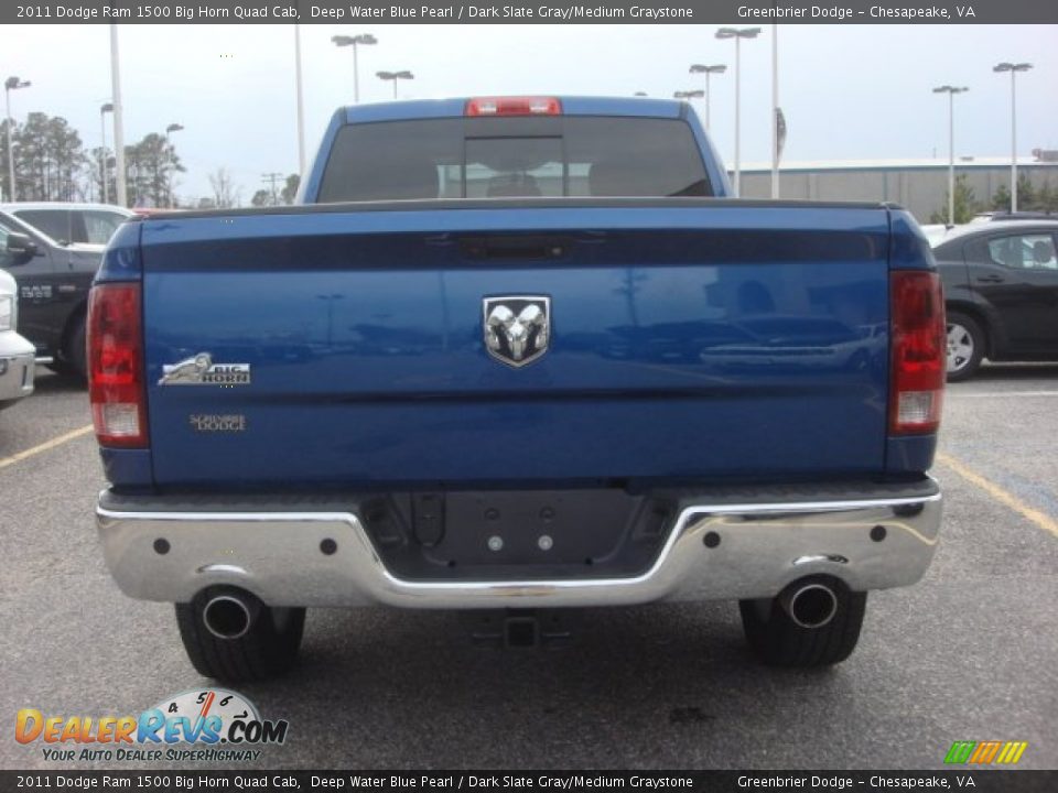 2011 Dodge Ram 1500 Big Horn Quad Cab Deep Water Blue Pearl / Dark Slate Gray/Medium Graystone Photo #4