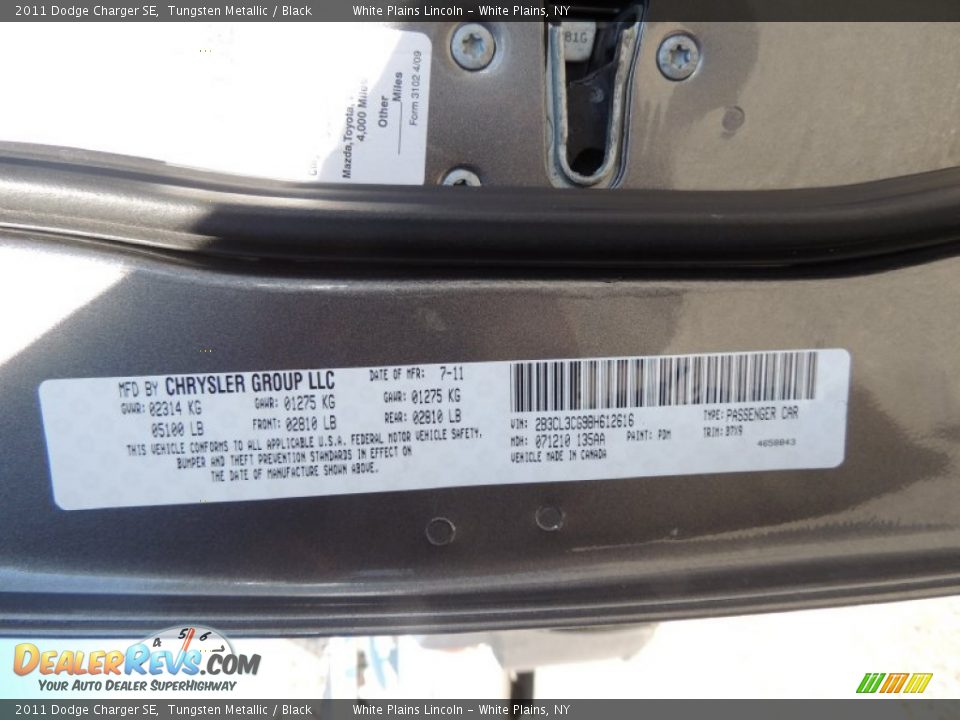 2011 Dodge Charger SE Tungsten Metallic / Black Photo #25