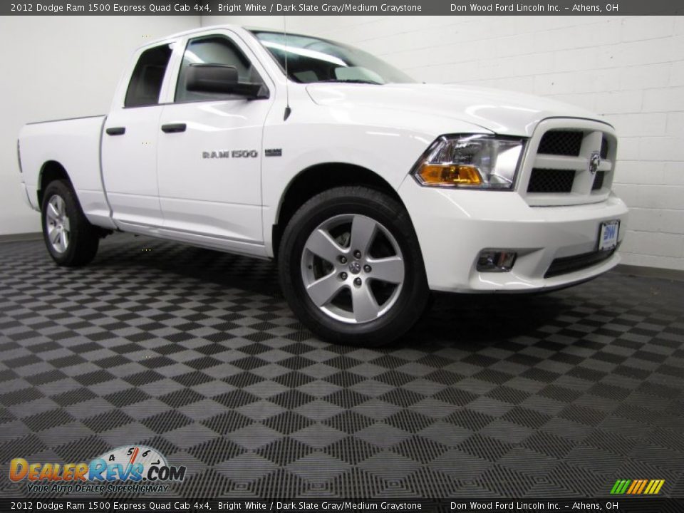 2012 Dodge Ram 1500 Express Quad Cab 4x4 Bright White / Dark Slate Gray/Medium Graystone Photo #1