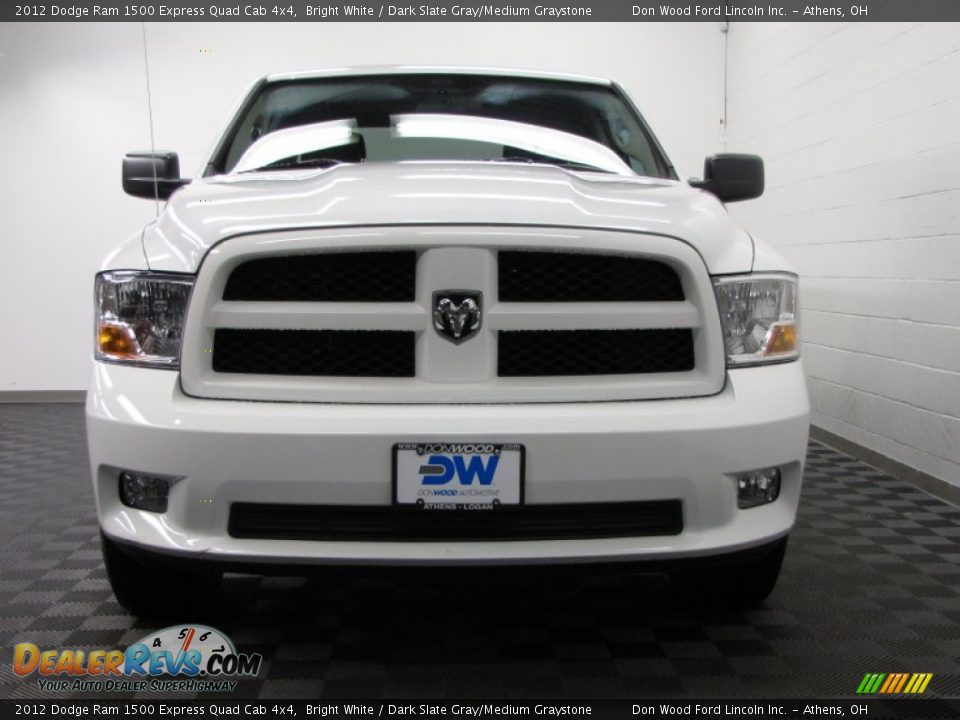 2012 Dodge Ram 1500 Express Quad Cab 4x4 Bright White / Dark Slate Gray/Medium Graystone Photo #2
