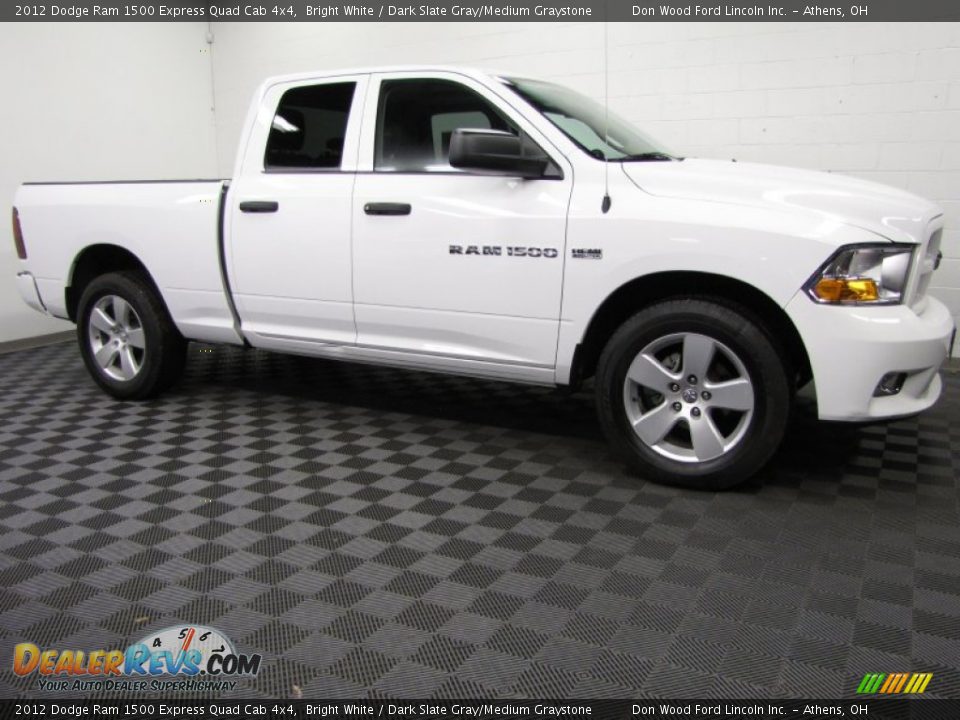 2012 Dodge Ram 1500 Express Quad Cab 4x4 Bright White / Dark Slate Gray/Medium Graystone Photo #3