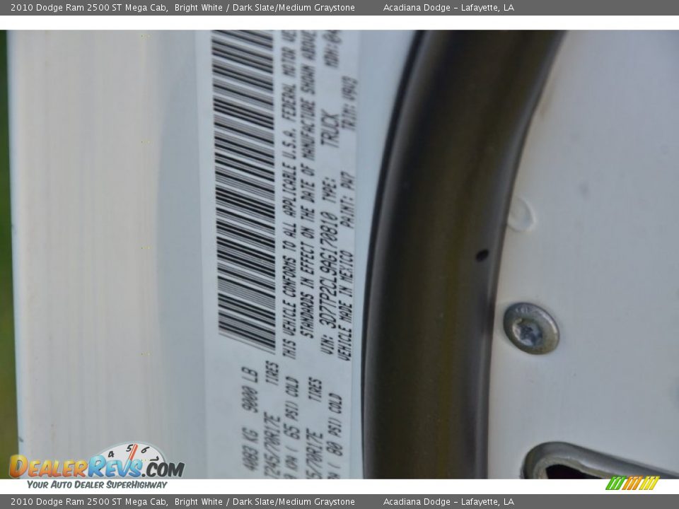 2010 Dodge Ram 2500 ST Mega Cab Bright White / Dark Slate/Medium Graystone Photo #17