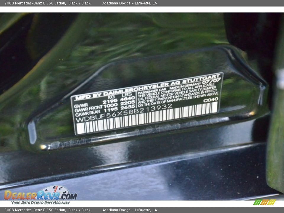 2008 Mercedes-Benz E 350 Sedan Black / Black Photo #17