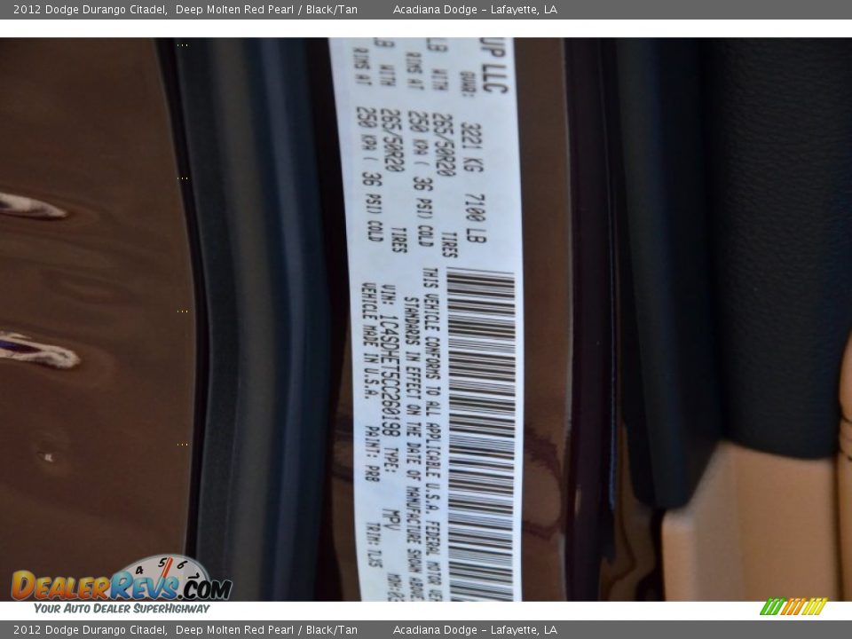 2012 Dodge Durango Citadel Deep Molten Red Pearl / Black/Tan Photo #16