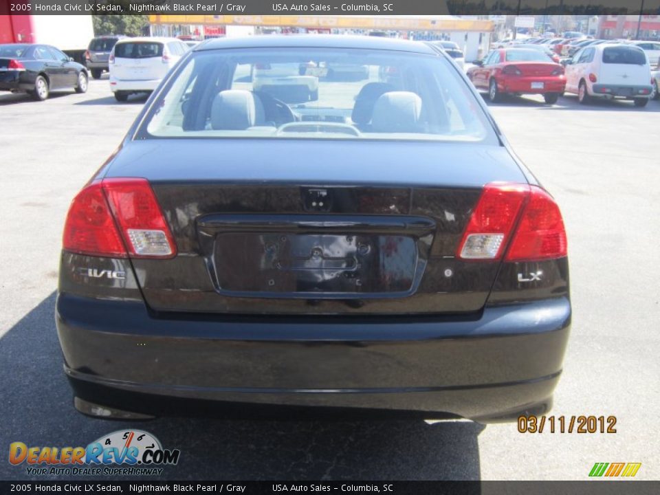 2005 Honda Civic LX Sedan Nighthawk Black Pearl / Gray Photo #3
