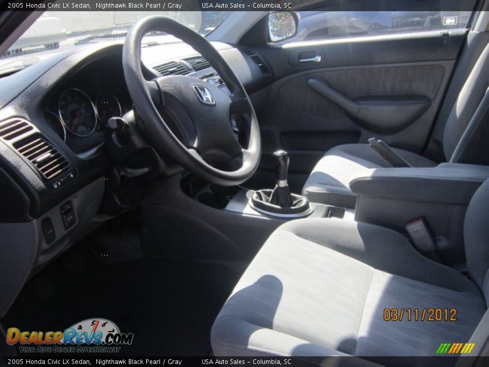 2005 Honda Civic LX Sedan Nighthawk Black Pearl / Gray Photo #6
