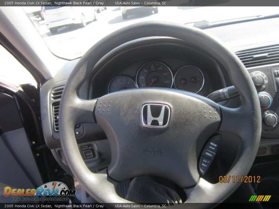 2005 Honda Civic LX Sedan Nighthawk Black Pearl / Gray Photo #15