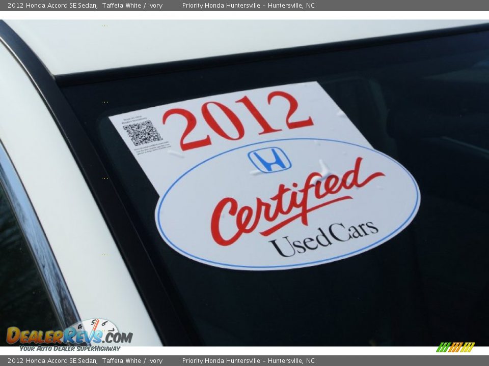 2012 Honda Accord SE Sedan Taffeta White / Ivory Photo #7
