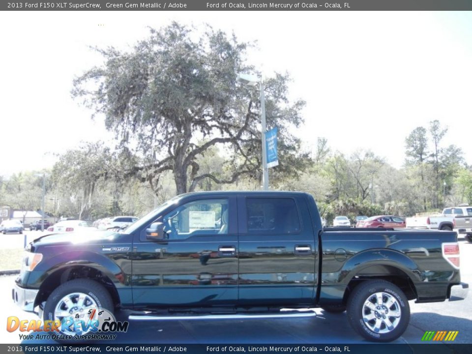 2013 Ford F150 XLT SuperCrew Green Gem Metallic / Adobe Photo #2